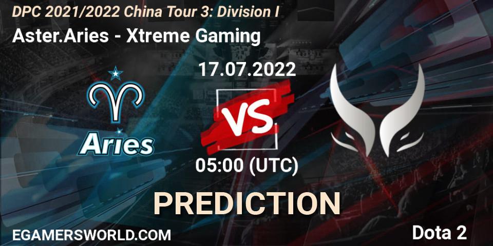 Aster.Aries vs Xtreme Gaming: Match Prediction. 17.07.2022 at 05:13, Dota 2, DPC 2021/2022 China Tour 3: Division I