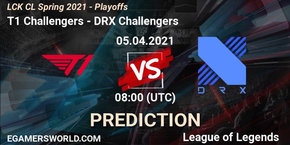 T1 Challengers vs DRX Challengers: Match Prediction. 05.04.2021 at 08:00, LoL, LCK CL Spring 2021 - Playoffs