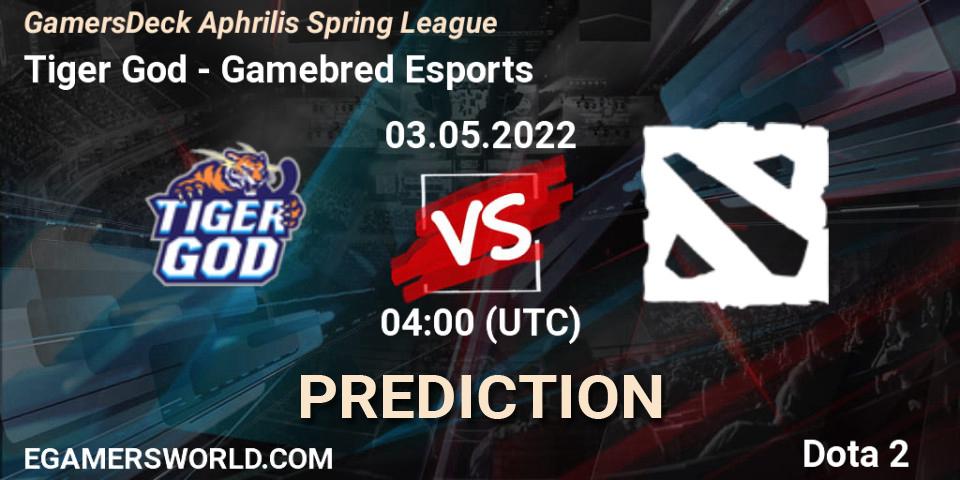 Tiger God vs Gamebred Esports: Match Prediction. 03.05.2022 at 03:56, Dota 2, GamersDeck Aphrilis Spring League
