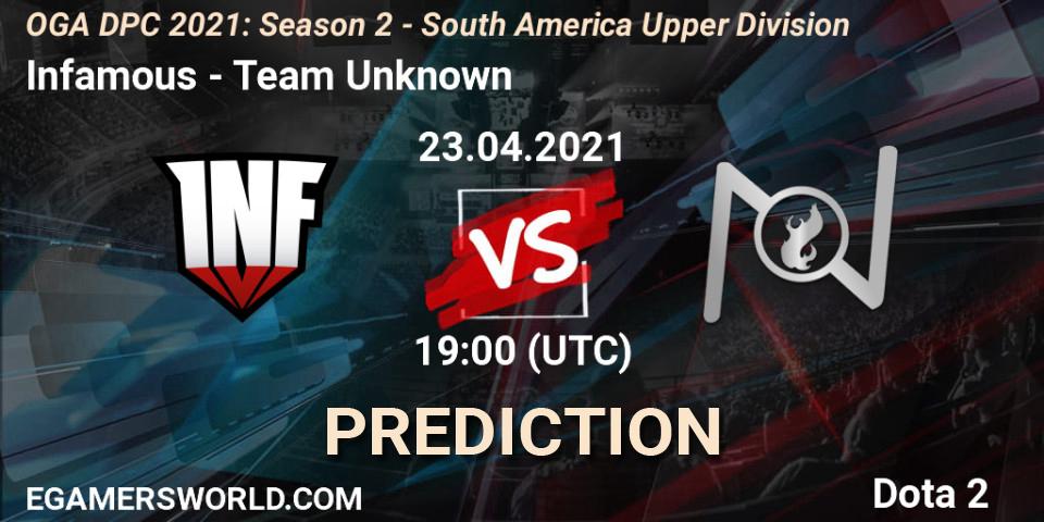 Infamous vs Team Unknown: Match Prediction. 23.04.2021 at 19:04, Dota 2, OGA DPC 2021: Season 2 - South America Upper Division