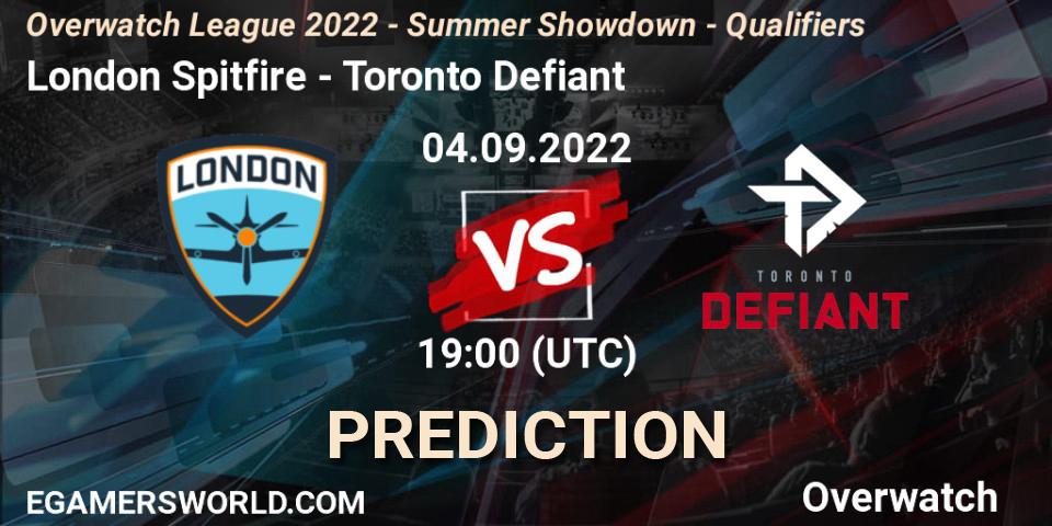 London Spitfire vs Toronto Defiant: Match Prediction. 04.09.2022 at 19:00, Overwatch, Overwatch League 2022 - Summer Showdown - Qualifiers