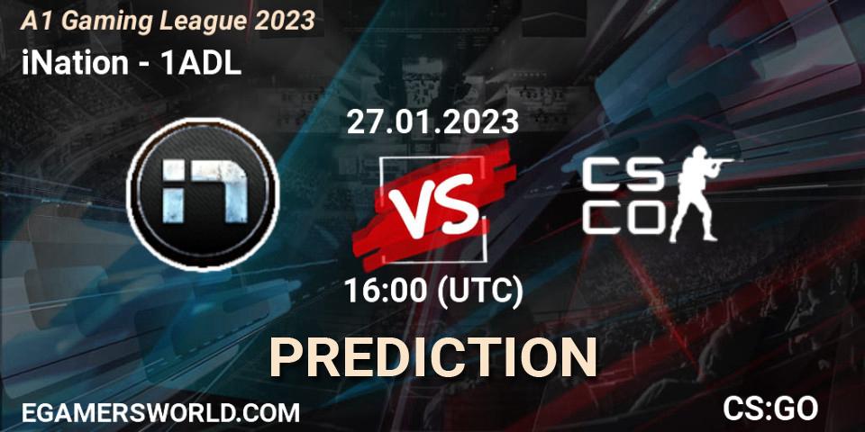 iNation vs 1ADL: Match Prediction. 27.01.2023 at 16:00, Counter-Strike (CS2), A1 Gaming League 2023