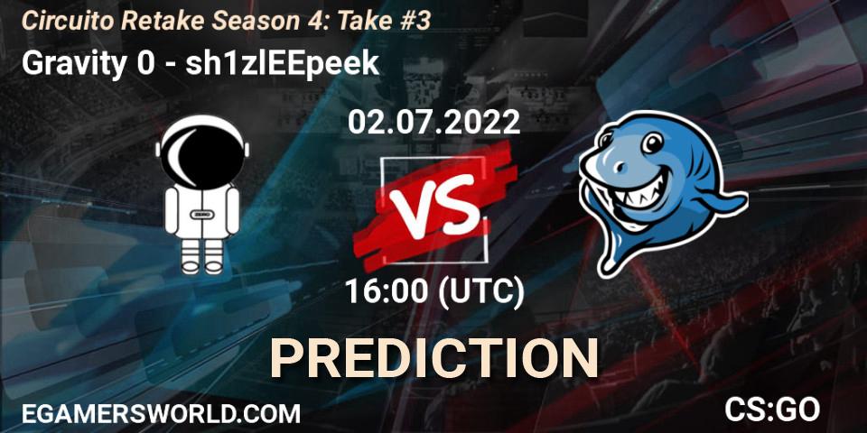 Gravity 0 vs sh1zlEEpeek: Match Prediction. 02.07.2022 at 16:00, Counter-Strike (CS2), Circuito Retake Season 4: Take #3