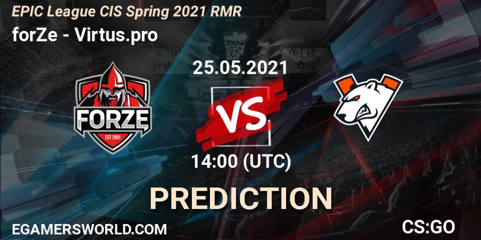 forZe vs Virtus.pro: Match Prediction. 25.05.2021 at 14:00, Counter-Strike (CS2), EPIC League CIS Spring 2021 RMR