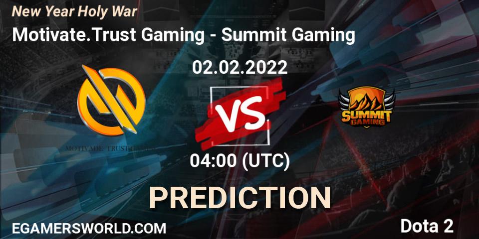 Motivate.Trust Gaming vs Summit Gaming: Match Prediction. 02.02.2022 at 04:03, Dota 2, New Year Holy War
