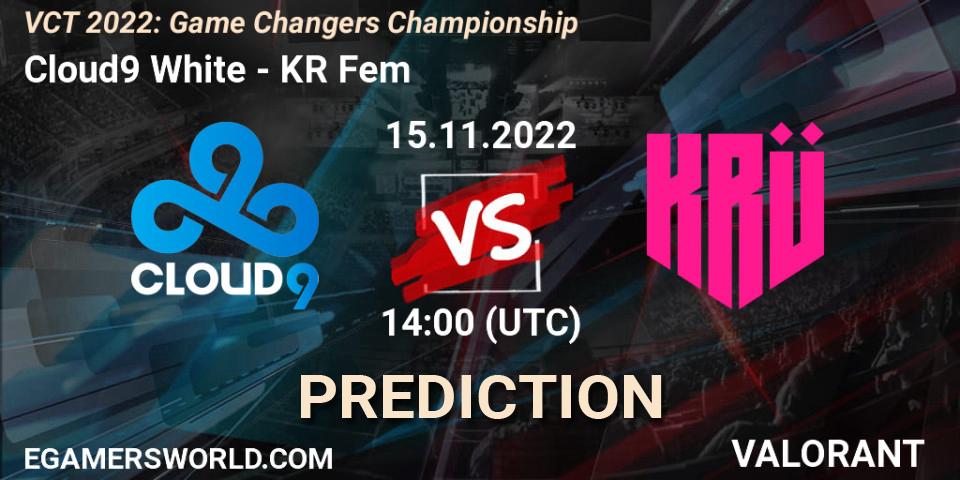 Cloud9 White vs KRÜ Fem: Match Prediction. 15.11.2022 at 14:05, VALORANT, VCT 2022: Game Changers Championship