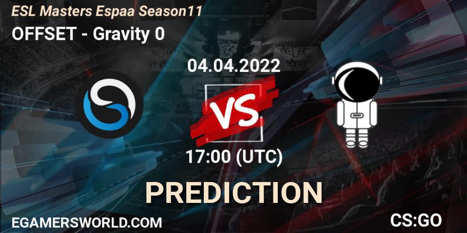 OFFSET vs Gravity 0: Match Prediction. 04.04.2022 at 17:00, Counter-Strike (CS2), ESL Masters España Season 11