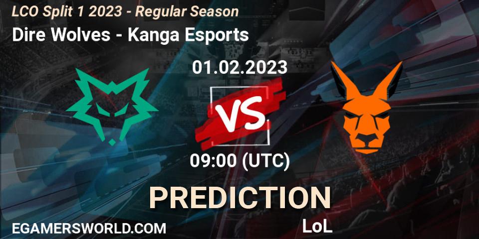 Dire Wolves vs Kanga Esports: Match Prediction. 01.02.23, LoL, LCO Split 1 2023 - Regular Season