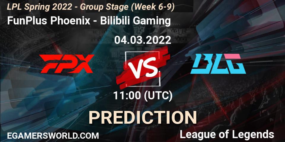 FunPlus Phoenix vs Bilibili Gaming: Match Prediction. 04.03.2022 at 12:30, LoL, LPL Spring 2022 - Group Stage (Week 6-9)