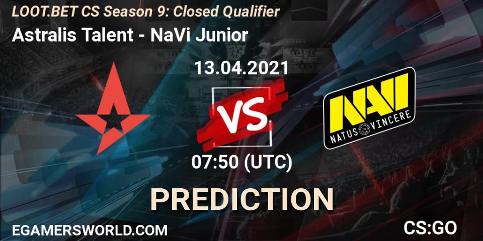 Astralis Talent vs NaVi Junior: Match Prediction. 13.04.2021 at 07:50, Counter-Strike (CS2), LOOT.BET CS Season 9: Closed Qualifier