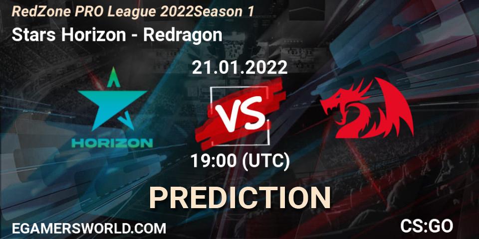 Stars Horizon vs Redragon: Match Prediction. 21.01.2022 at 22:30, Counter-Strike (CS2), RedZone PRO League 2022 Season 1