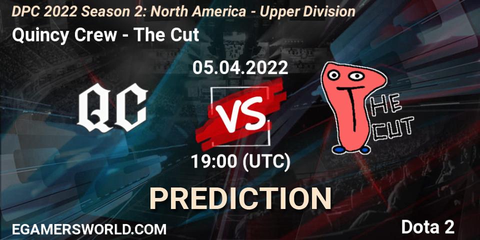 Quincy Crew vs The Cut: Match Prediction. 05.04.2022 at 21:59, Dota 2, DPC 2021/2022 Tour 2 (Season 2): NA Division I (Upper) - ESL One Spring 2022