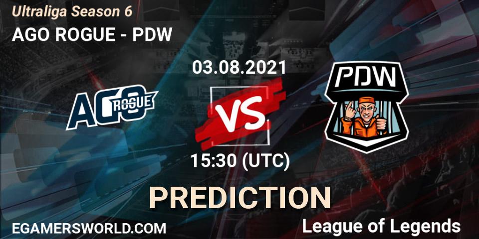 AGO ROGUE vs PDW: Match Prediction. 03.08.2021 at 15:30, LoL, Ultraliga Season 6