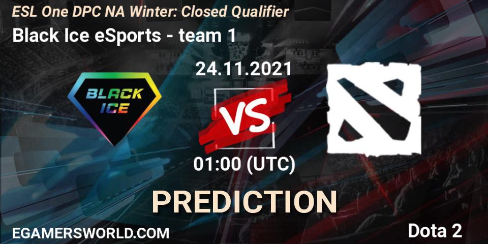 Black Ice eSports vs team 1: Match Prediction. 25.11.2021 at 01:00, Dota 2, DPC 2022 Season 1: North America - Closed Qualifier (ESL One Winter 2021)
