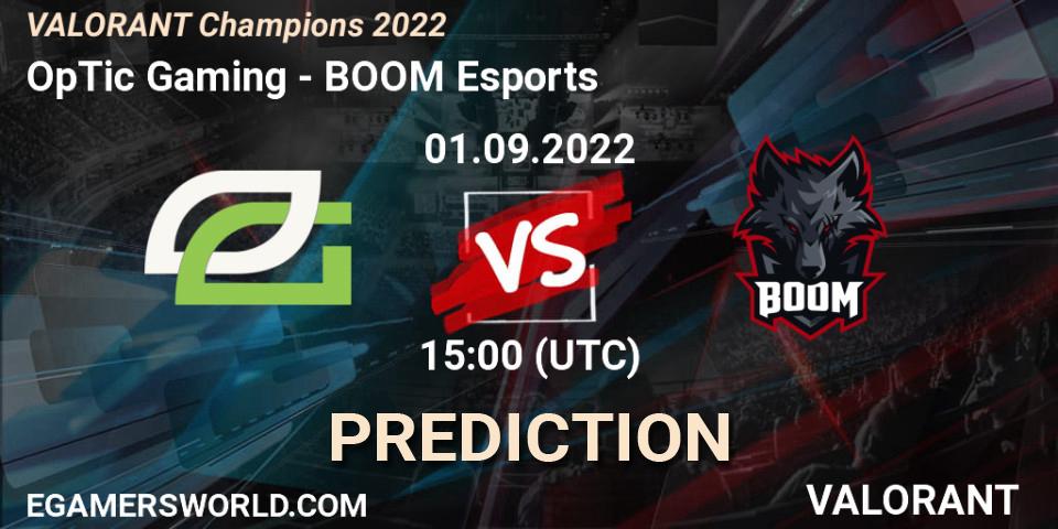 OpTic Gaming vs BOOM Esports: Match Prediction. 01.09.2022 at 15:00, VALORANT, VALORANT Champions 2022