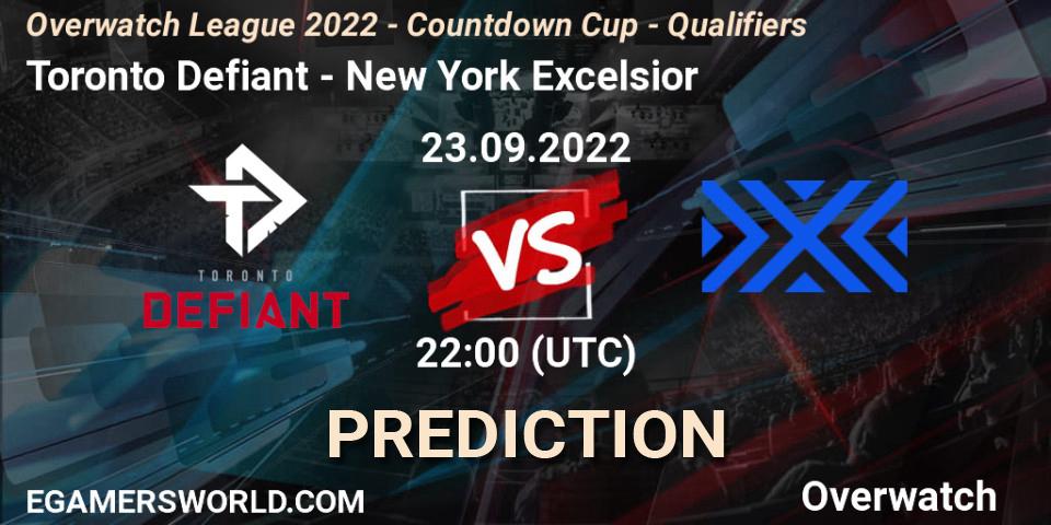 Toronto Defiant vs New York Excelsior: Match Prediction. 23.09.2022 at 22:00, Overwatch, Overwatch League 2022 - Countdown Cup - Qualifiers