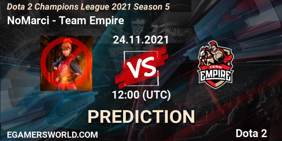 NoMarci vs Team Empire: Match Prediction. 24.11.2021 at 09:01, Dota 2, Dota 2 Champions League 2021 Season 5