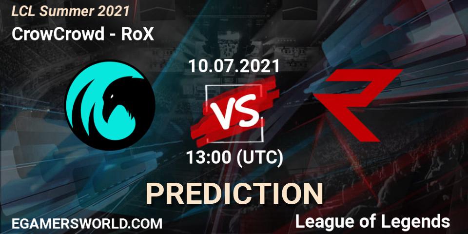 CrowCrowd vs RoX: Match Prediction. 10.07.21, LoL, LCL Summer 2021