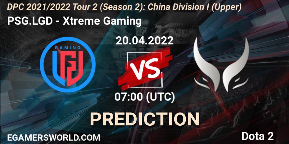 PSG.LGD vs Xtreme Gaming: Match Prediction. 20.04.2022 at 07:03, Dota 2, DPC 2021/2022 Tour 2 (Season 2): China Division I (Upper)