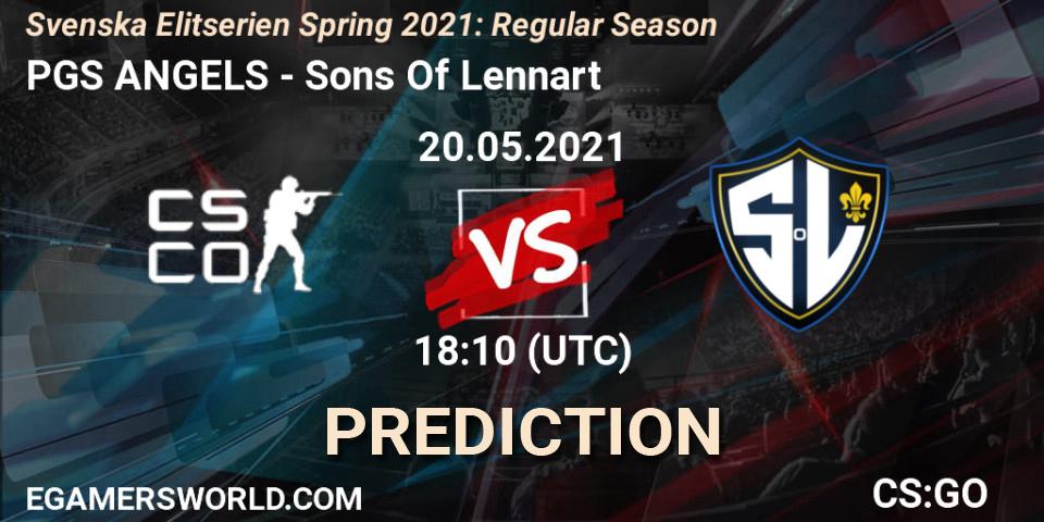 PGS ANGELS vs Sons Of Lennart: Match Prediction. 20.05.2021 at 18:10, Counter-Strike (CS2), Svenska Elitserien Spring 2021: Regular Season