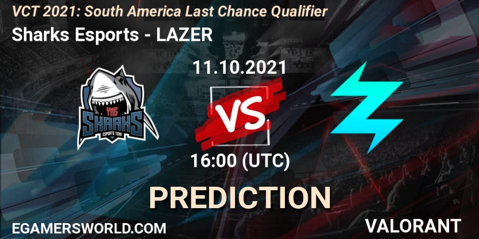 Sharks Esports vs LAZER: Match Prediction. 11.10.2021 at 16:00, VALORANT, VCT 2021: South America Last Chance Qualifier