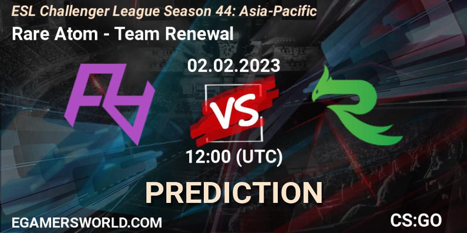 Rare Atom vs Team Renewal: Match Prediction. 02.02.23, CS2 (CS:GO), ESL Challenger League Season 44: Asia-Pacific