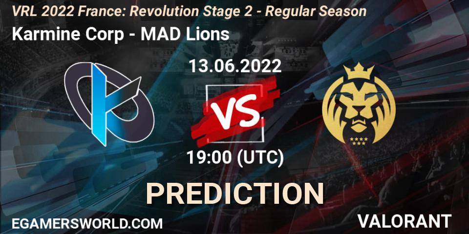 Karmine Corp vs MAD Lions: Match Prediction. 13.06.2022 at 19:25, VALORANT, VRL 2022 France: Revolution Stage 2 - Regular Season