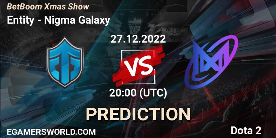 Entity vs Nigma Galaxy: Match Prediction. 27.12.2022 at 20:52, Dota 2, BetBoom Xmas Show