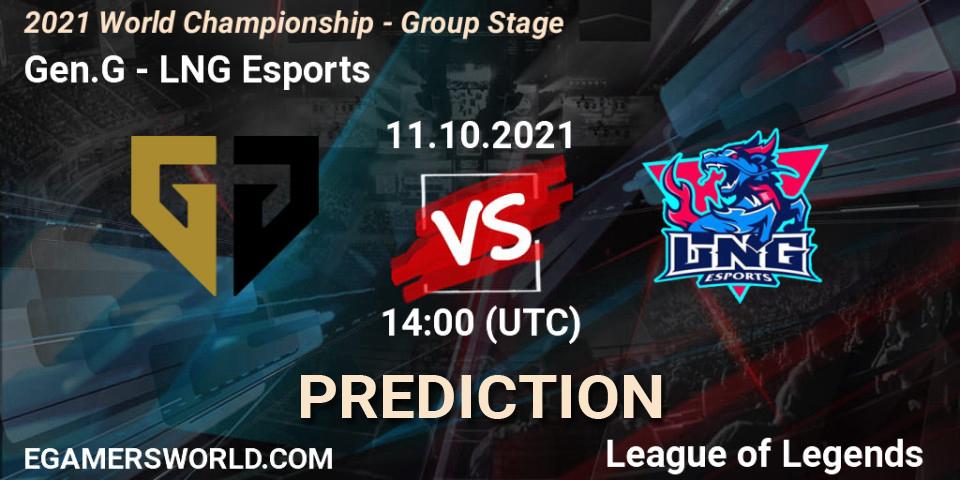 Gen.G vs LNG Esports: Match Prediction. 18.10.2021 at 13:00, LoL, 2021 World Championship - Group Stage