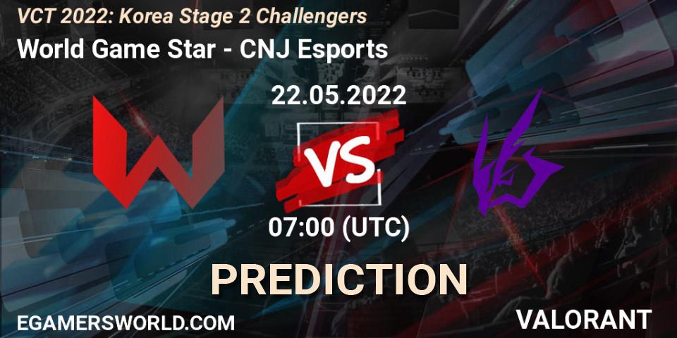 World Game Star vs CNJ Esports: Match Prediction. 22.05.22, VALORANT, VCT 2022: Korea Stage 2 Challengers