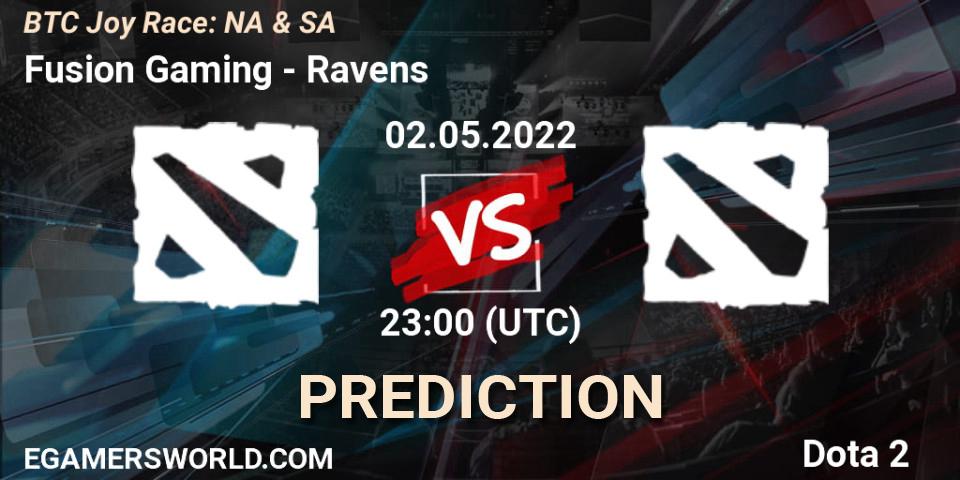 Fusion Gaming vs Ravens: Match Prediction. 02.05.2022 at 23:19, Dota 2, BTC Joy Race: NA & SA