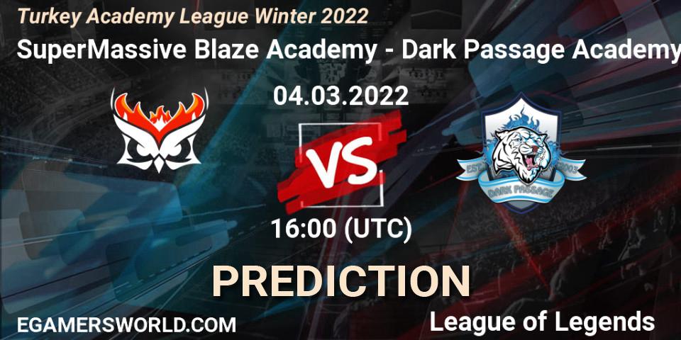 SuperMassive Blaze Academy vs Dark Passage Academy: Match Prediction. 04.03.2022 at 16:00, LoL, Turkey Academy League Winter 2022