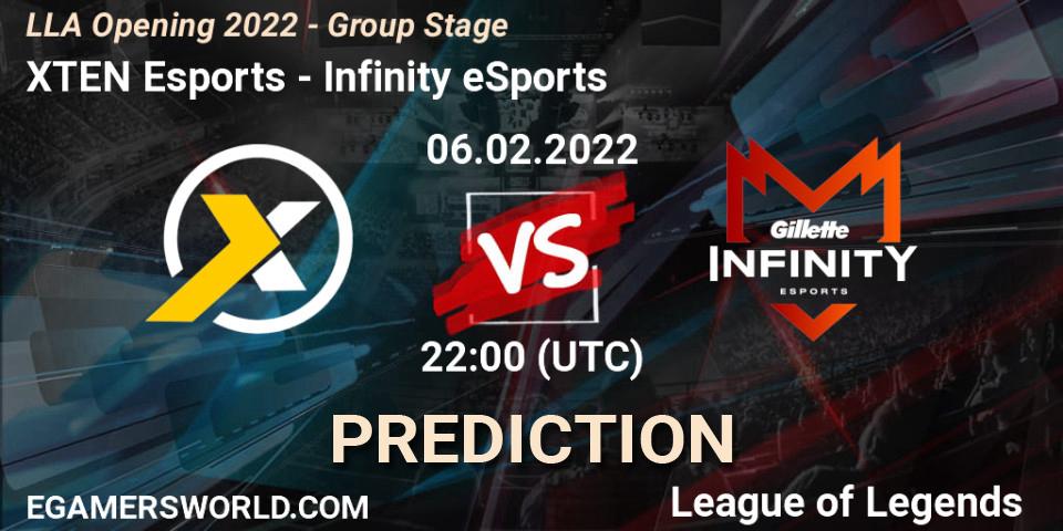 XTEN Esports vs Infinity eSports: Match Prediction. 06.02.2022 at 21:00, LoL, LLA Opening 2022 - Group Stage
