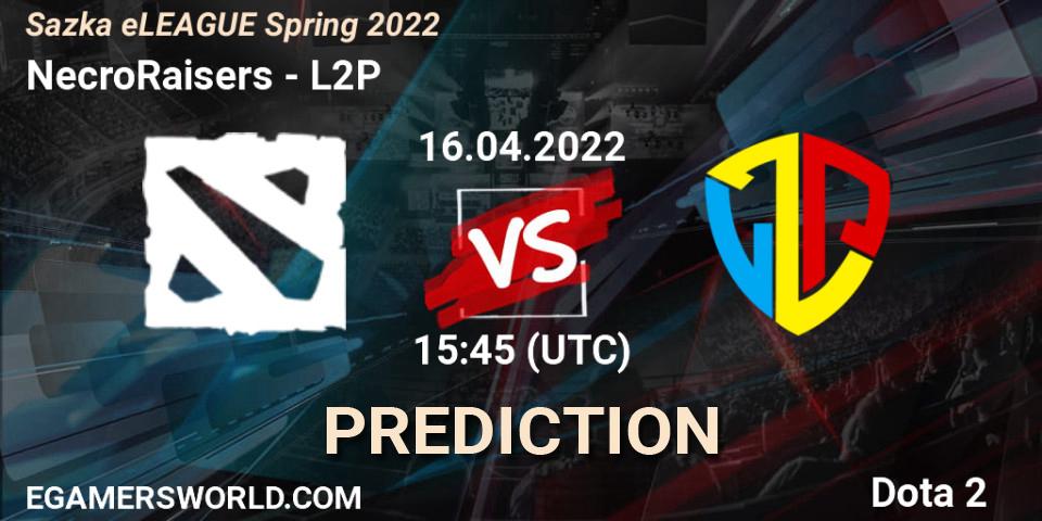 NecroRaisers vs L2P: Match Prediction. 16.04.2022 at 15:45, Dota 2, Sazka eLEAGUE Spring 2022