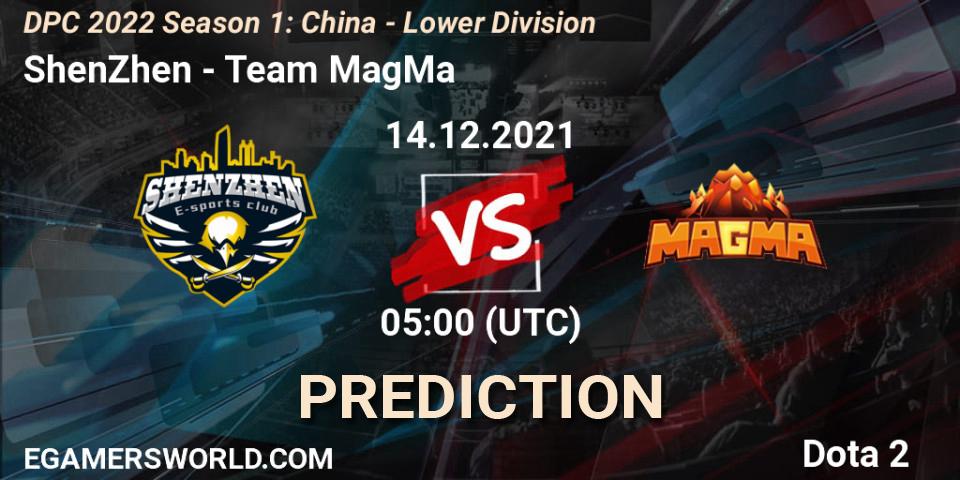 ShenZhen vs Team MagMa: Match Prediction. 14.12.21, Dota 2, DPC 2022 Season 1: China - Lower Division