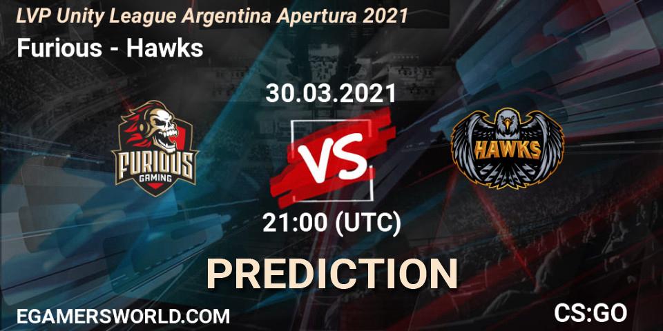 Furious vs Hawks: Match Prediction. 30.03.21, CS2 (CS:GO), LVP Unity League Argentina Apertura 2021