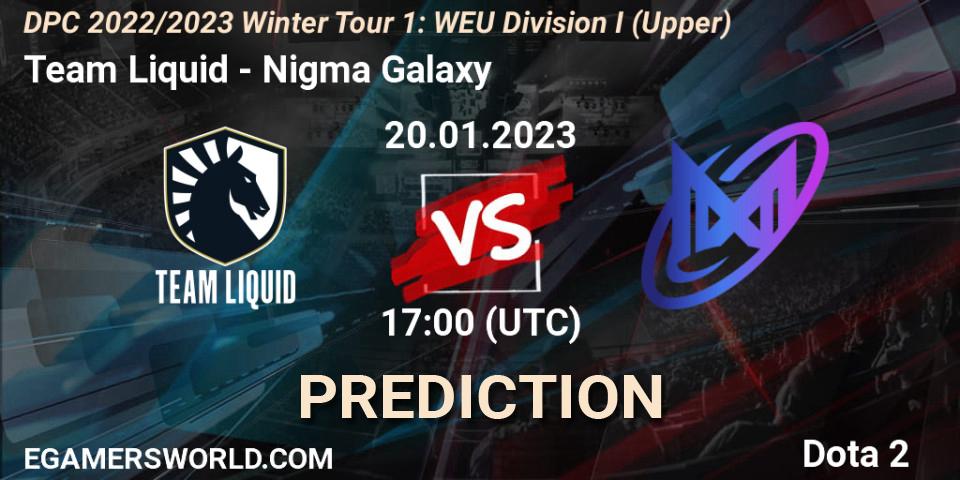 Team Liquid vs Nigma Galaxy: Match Prediction. 20.01.2023 at 16:53, Dota 2, DPC 2022/2023 Winter Tour 1: WEU Division I (Upper)
