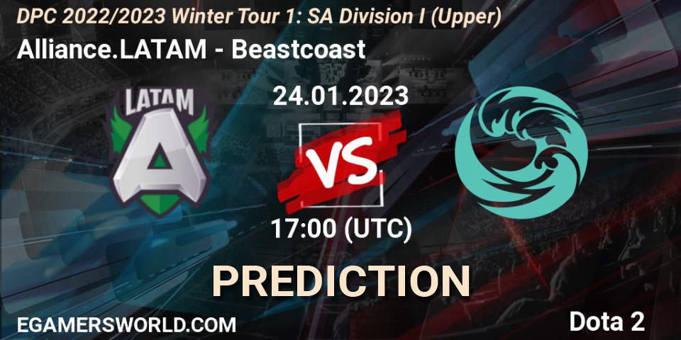 Alliance.LATAM vs Beastcoast: Match Prediction. 24.01.2023 at 17:16, Dota 2, DPC 2022/2023 Winter Tour 1: SA Division I (Upper) 