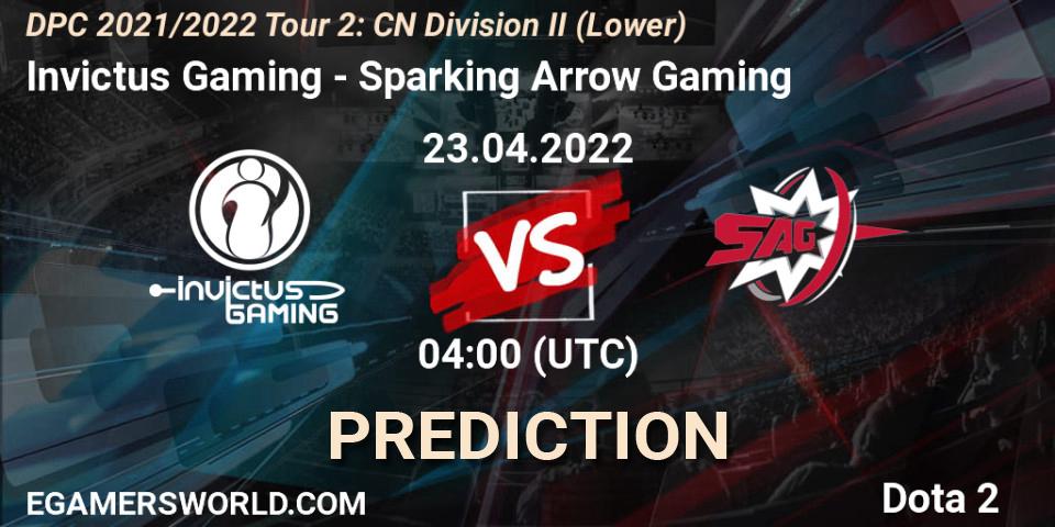 Invictus Gaming vs Sparking Arrow Gaming: Match Prediction. 23.04.22, Dota 2, DPC 2021/2022 Tour 2: CN Division II (Lower)