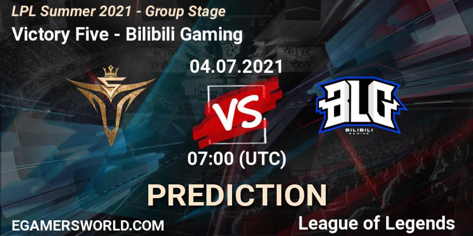 Victory Five vs Bilibili Gaming: Match Prediction. 04.07.21, LoL, LPL Summer 2021 - Group Stage