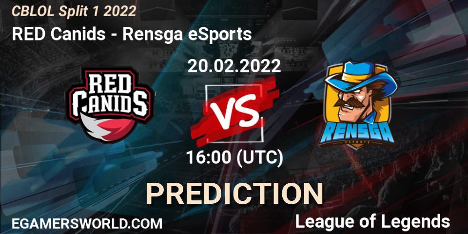 RED Canids vs Rensga eSports: Match Prediction. 20.02.2022 at 16:00, LoL, CBLOL Split 1 2022