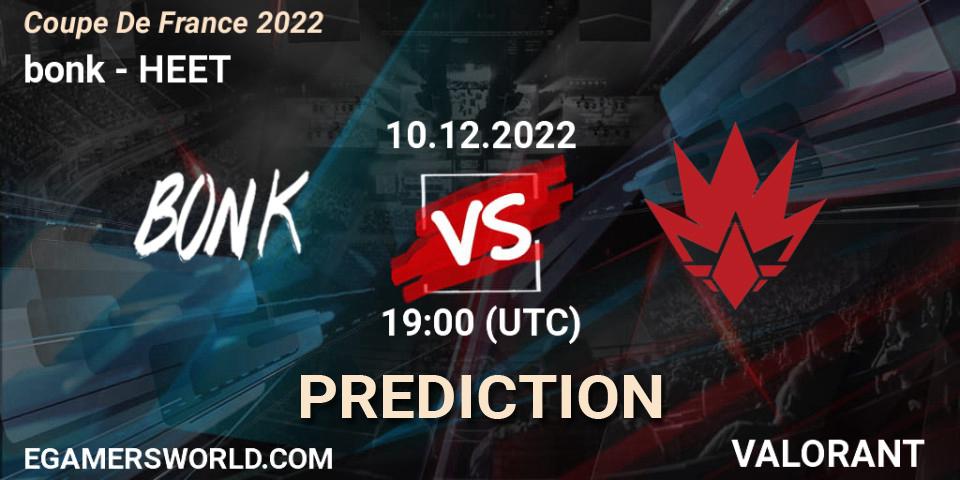 bonk vs HEET: Match Prediction. 10.12.22, VALORANT, Coupe De France 2022