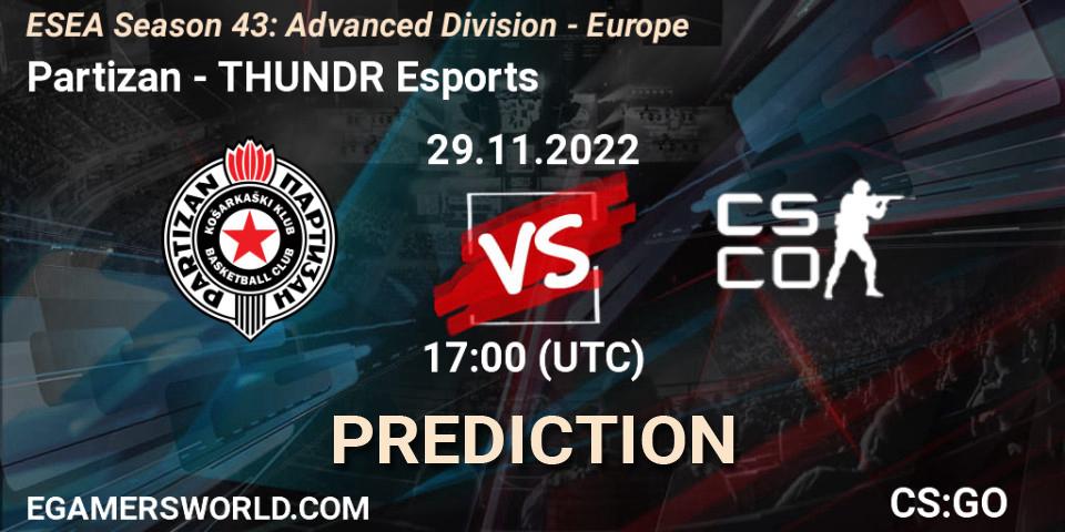 Partizan vs THUNDR Esports: Match Prediction. 29.11.22, CS2 (CS:GO), ESEA Season 43: Advanced Division - Europe