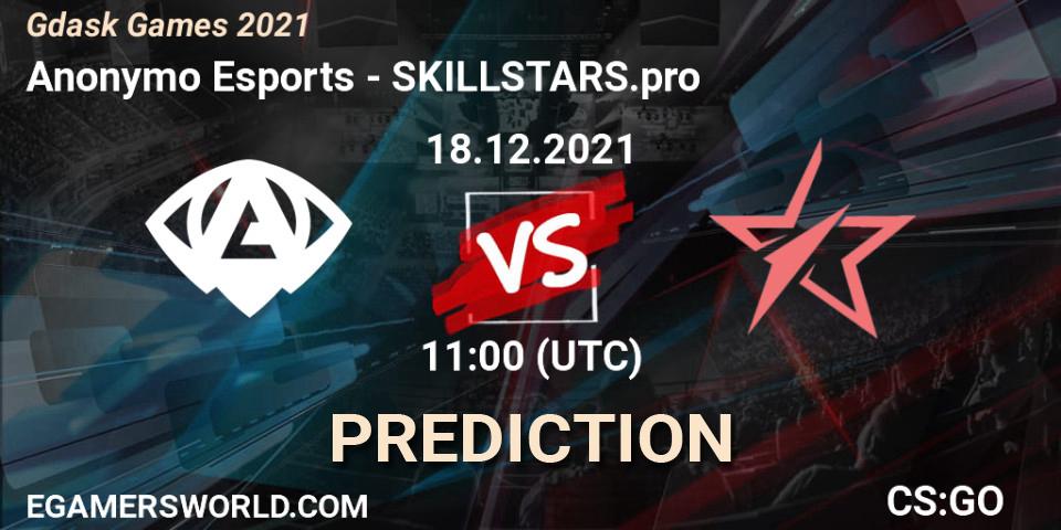 Anonymo Esports vs SKILLSTARS.pro: Match Prediction. 18.12.2021 at 11:00, Counter-Strike (CS2), Gdańsk Games 2021