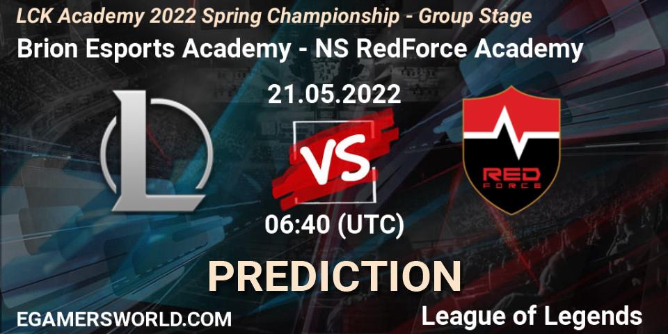 Brion Esports Academy vs Nongshim RedForce Academy: Match Prediction. 21.05.2022 at 06:40, LoL, LCK Academy 2022 Spring Championship - Group Stage