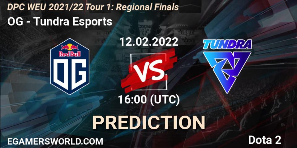 OG vs Tundra Esports: Match Prediction. 12.02.2022 at 15:55, Dota 2, DPC WEU 2021/22 Tour 1: Regional Finals