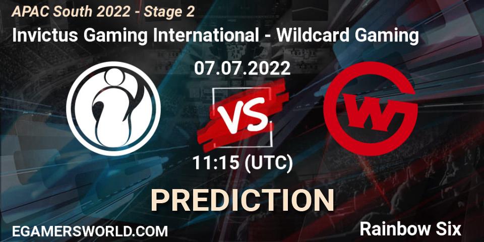 Invictus Gaming International vs Wildcard Gaming: Match Prediction. 07.07.2022 at 11:15, Rainbow Six, APAC South 2022 - Stage 2
