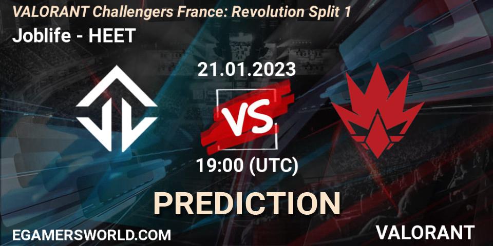 Joblife vs HEET: Match Prediction. 21.01.2023 at 19:05, VALORANT, VALORANT Challengers 2023 France: Revolution Split 1