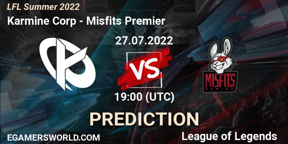 Karmine Corp vs Misfits Premier: Match Prediction. 27.07.22, LoL, LFL Summer 2022