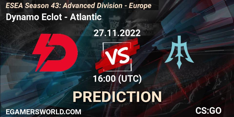 Dynamo Eclot vs Atlantic: Match Prediction. 27.11.22, CS2 (CS:GO), ESEA Season 43: Advanced Division - Europe